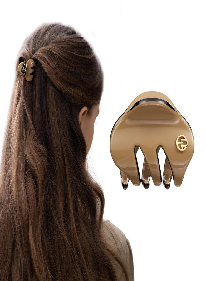 EVITA PERONI Small Hair Clips, Mini Hair Clip for Hair, Little Tiny Claw Clips for Women Girls Half Updo, Caramel Brown - Image 1